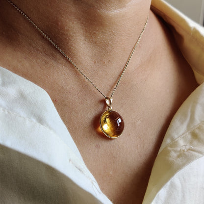 Natural Citrine Pendant, 14K Solid Yellow Gold Citrine Pendant, Citrine Bezel Pendant, November Birthstone, Christmas Gift, Citrine Jewelry