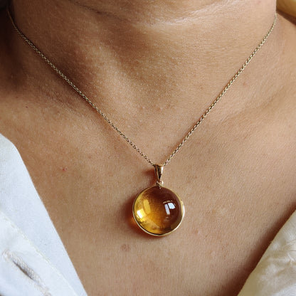 Natural Citrine Pendant, 14K Solid Yellow Gold Citrine Pendant, Citrine Bezel Pendant, November Birthstone, Christmas Gift, Citrine Jewelry