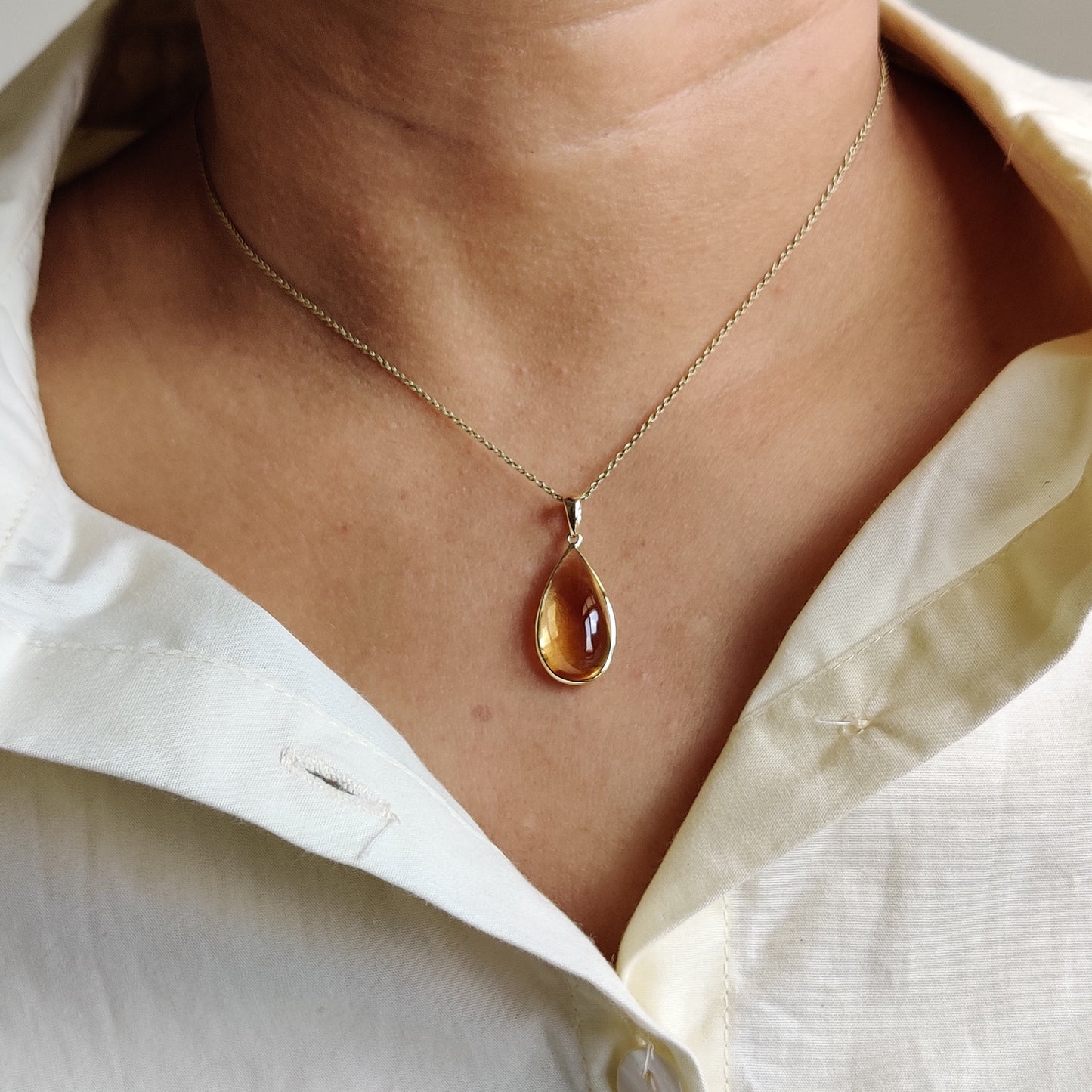 Natural Citrine Pendant, 14K Solid Gold Citrine Pendant, Solid Gold Bezel Pendant, November Birthstone, Christmas Gift, Citrine Jewelry