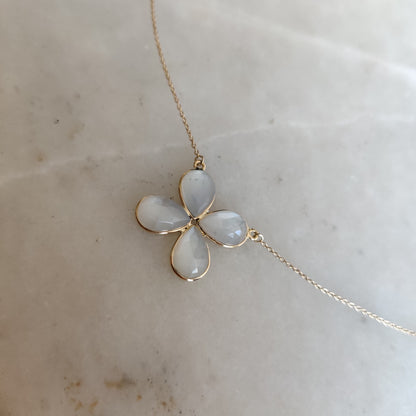 Natural White Moonstone Pendant, 14K Solid Yellow Gold Moonstone Pendant, June Birthstone Pendant, White Moonstone Jewelry, Anniversary Gift