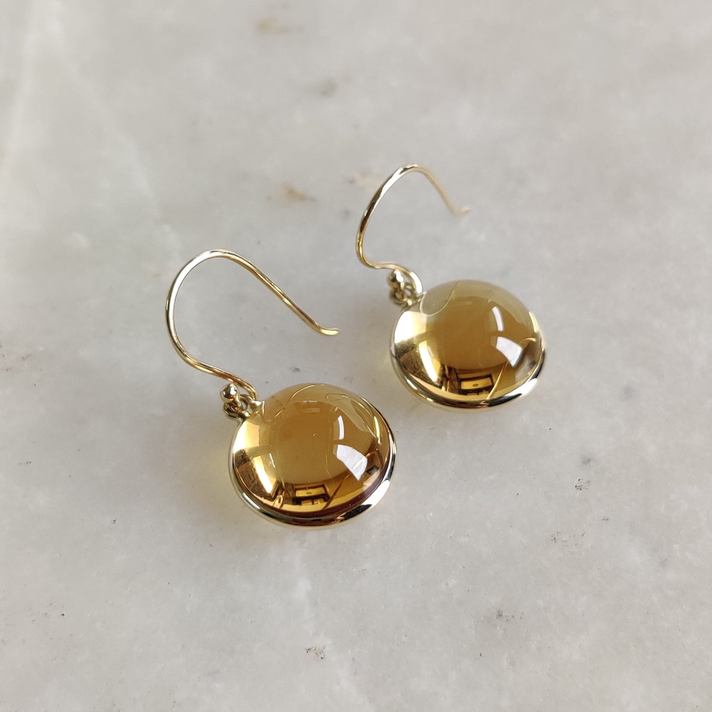 Pendientes de citrino en oro de 14 quilates, pendientes con bisel de citrino natural, pendientes de oro amarillo macizo de 14 quilates, piedra natal de noviembre, pendientes colgantes, regalo de Navidad