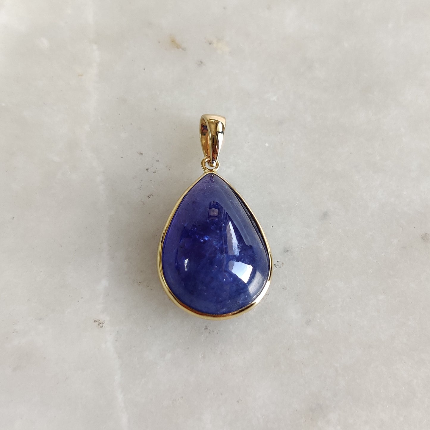 Natural Tanzanite Pendant, 14K Solid Gold Tanzanite Pendant, Yellow Gold Pear Shape Bezel Pendant, Tanzanite Jewelry, December Birthstone