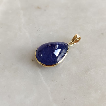 Natural Tanzanite Pendant, 14K Solid Gold Tanzanite Pendant, Yellow Gold Pear Shape Bezel Pendant, Tanzanite Jewelry, December Birthstone