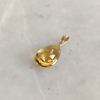 Natural Citrine Pendant, 14K Solid Gold Citrine Pendant, Solid Gold Pear Bezel Pendant, November Birthstone, Citrine Jewelry, Christmas Gift