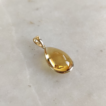 Natural Citrine Pendant, 14K Solid Gold Citrine Pendant, Solid Gold Pear Bezel Pendant, November Birthstone, Citrine Jewelry, Christmas Gift