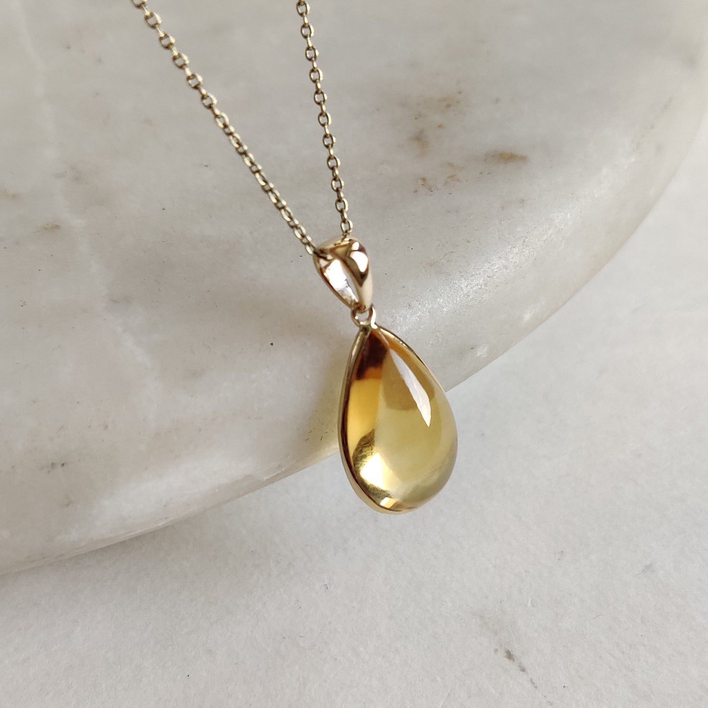 Natural Citrine Pendant, 14K Solid Gold Citrine Pendant, Solid Gold Pear Bezel Pendant, November Birthstone, Citrine Jewelry, Christmas Gift