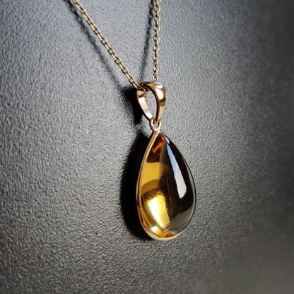 Natural Citrine Pendant, 14K Solid Gold Citrine Pendant, Solid Gold Pear Bezel Pendant, November Birthstone, Citrine Jewelry, Christmas Gift