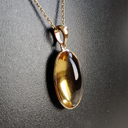 Natural Citrine Pendant, 14K Solid Gold Citrine Pendant, Solid Gold Bezel Pendant, November Birthstone, Christmas Gift, Citrine Jewelry