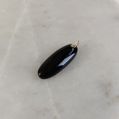 Natural Black Onyx Pendant, 14K Solid Yellow Gold Onyx Pendant, December Birthstone Pendant, Black Onyx Jewelry, Birthday Present