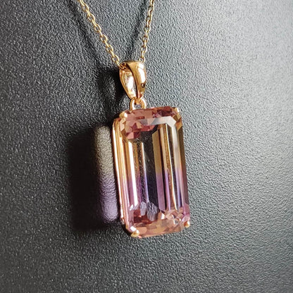 Natural Ametrine Pendant, 14K Solid Yellow Gold Ametrine Pendant, Amethyst & Citrine Pendant, February Birthstone Pendent, Christmas Present