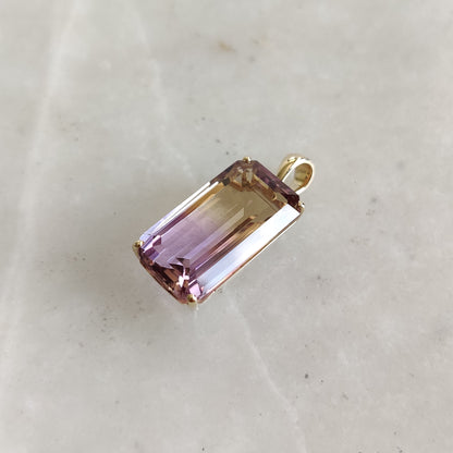 Natural Ametrine Pendant, 14K Solid Yellow Gold Ametrine Pendant, Amethyst & Citrine Pendant, February Birthstone Pendent, Christmas Present