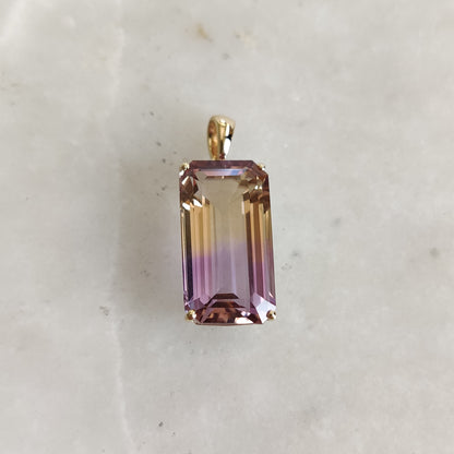 Natural Ametrine Pendant, 14K Solid Yellow Gold Ametrine Pendant, Amethyst & Citrine Pendant, February Birthstone Pendent, Christmas Present