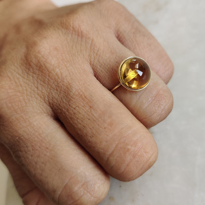 Natural Citrine Ring, 14K Solid Yellow Gold Ring, November Birthstone, Citrine Jewelry, Christmas Gift, Statement Ring, Bezel Ring