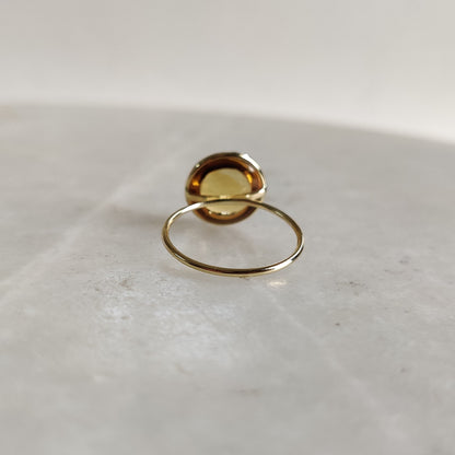 Natural Citrine Ring, 14K Solid Yellow Gold Ring, November Birthstone, Citrine Jewelry, Christmas Gift, Statement Ring, Bezel Ring