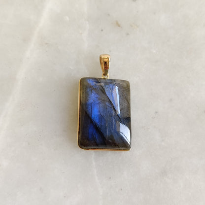 Natural Labradorite Pendant, 14K Solid Yellow Gold Labradorite Pendant, November Birthstone Pendant, Labradorite Jewelry, Christmas Gift