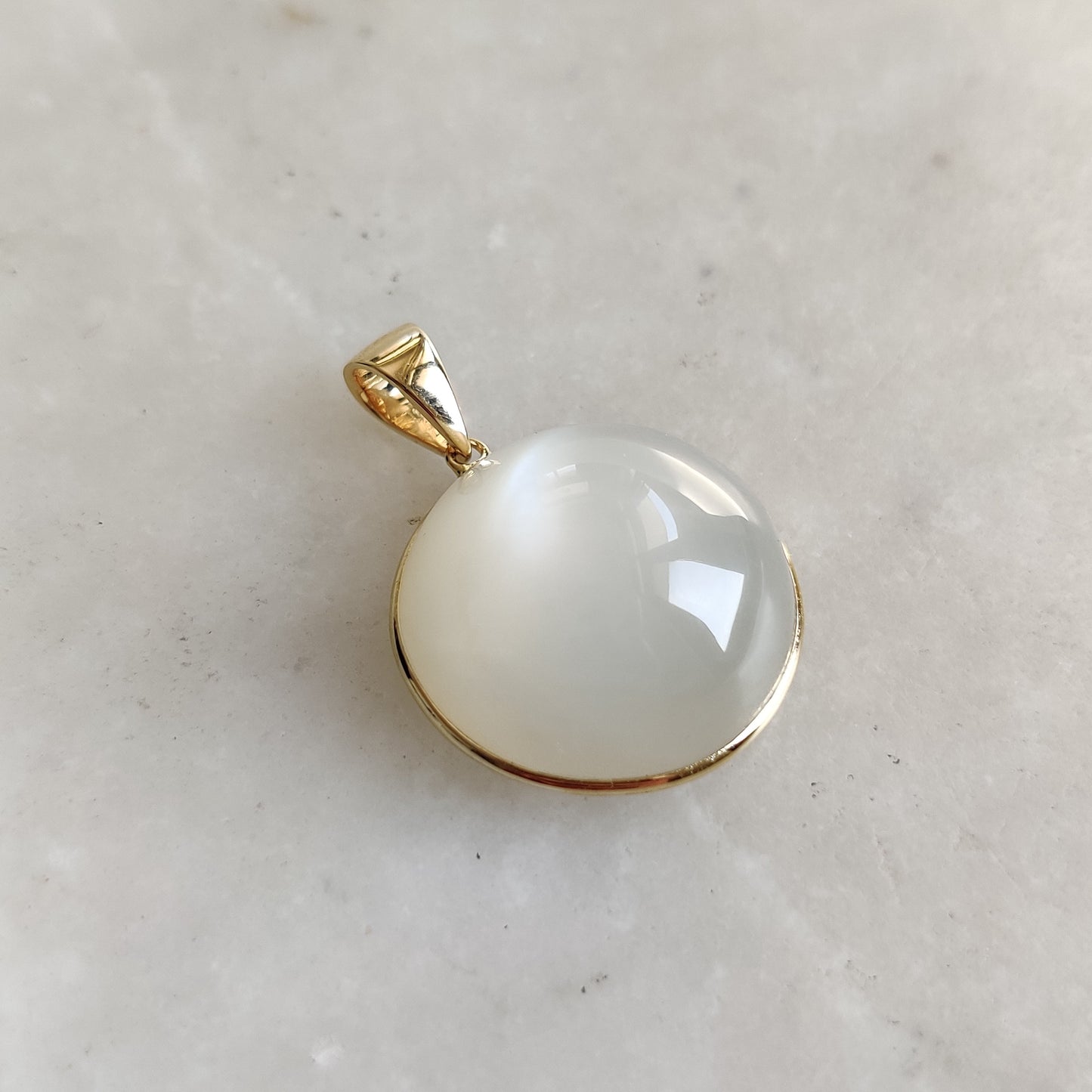 Natural White Moonstone Pendant, 14K Solid Yellow Gold Moonstone Pendant, June Birthstone, Christmas Gift, Bezel Pendant, Moonstone Jewelry