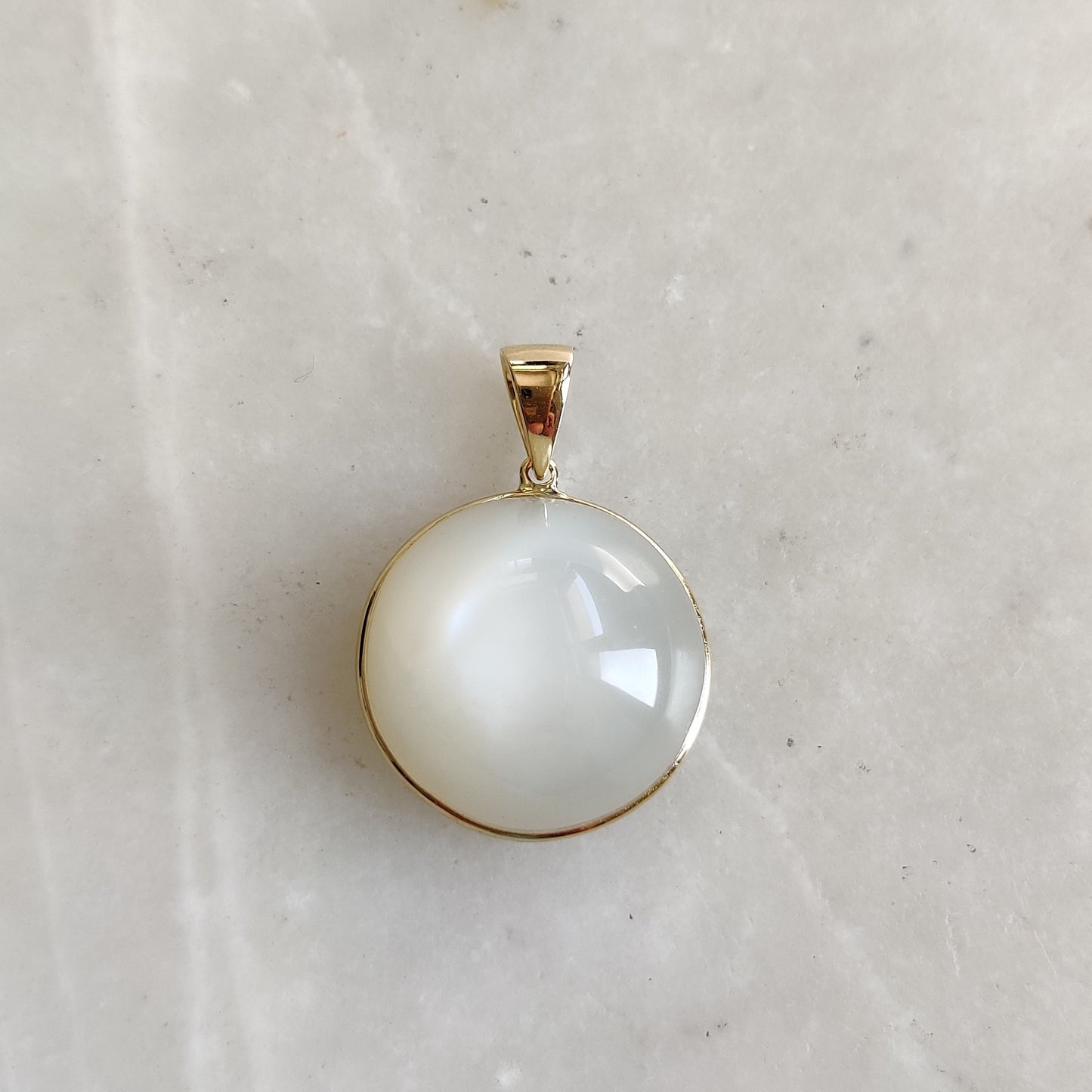 Natural White Moonstone Pendant, 14K Solid Yellow Gold Moonstone Pendant, June Birthstone, Christmas Gift, Bezel Pendant, Moonstone Jewelry