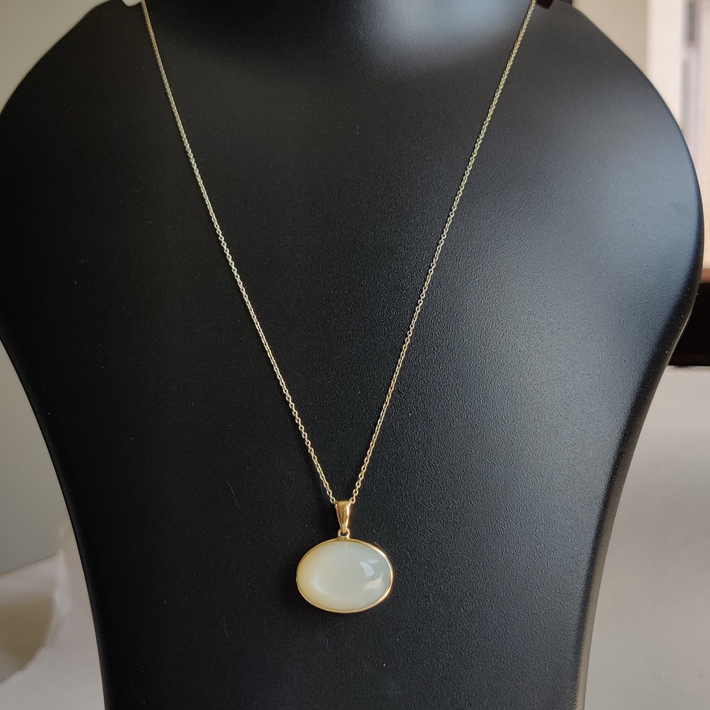 Natural White Moonstone Pendant, 14K Solid Yellow Gold White Moonstone Pendant, June Birthstone, Valentine Gift, White Moonstone Jewelry