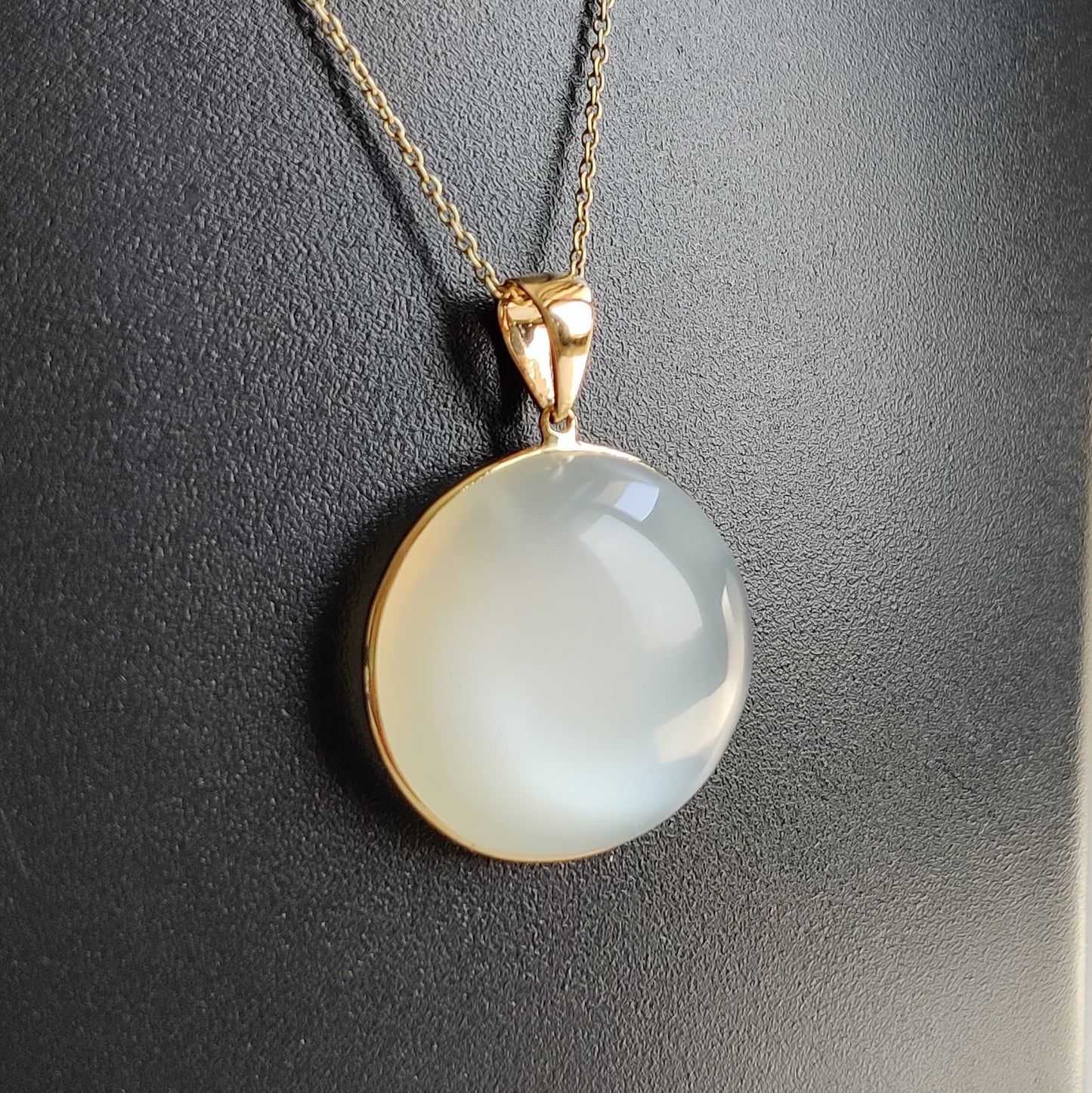 Colgante de piedra lunar blanca natural, colgante de piedra lunar blanca de oro amarillo macizo de 14 quilates, piedra natal de junio, regalo de aniversario, joyería de piedra lunar blanca