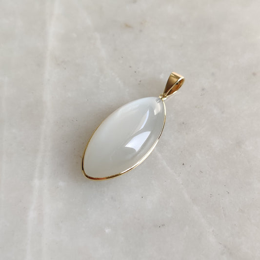 Natural White Moonstone Pendant, 14K Solid Yellow Gold White Moonstone Pendant, June Birthstone, Anniversary Gift, White Moonstone Jewelry