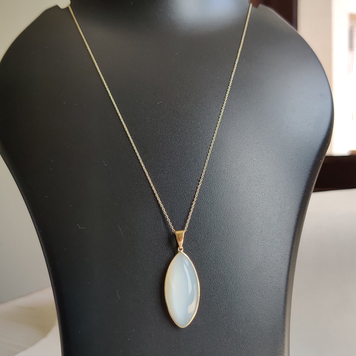 Natural White Moonstone Pendant, 14K Solid Yellow Gold White Moonstone Pendant, June Birthstone, Anniversary Gift, White Moonstone Jewelry