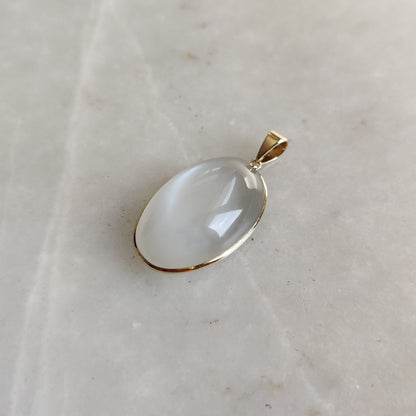 Natural White Moonstone Pendant, 14K Solid Yellow Gold White Moonstone Pendant, June Birthstone, Christmas Gift, White Moonstone Jewelry