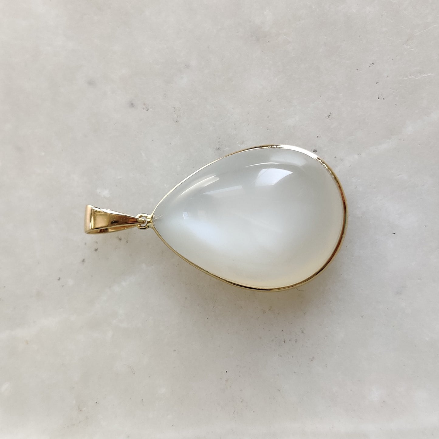 Natural White Moonstone Pendant, 14K Solid Yellow Gold Moonstone Pendant, Solid Gold Pendant Necklace, June Birthstone, Christmas Gift