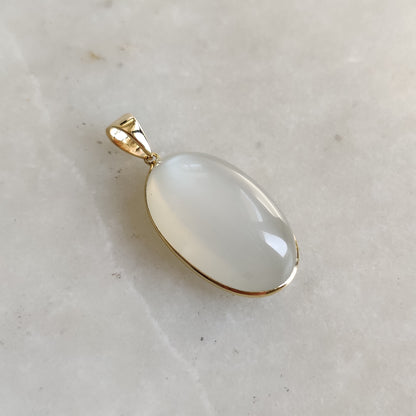 Natural White Moonstone Pendant, 14K Solid Yellow Gold White Moonstone Pendant, June Birthstone Pendant, Moonstone Jewelry, Christmas Gift