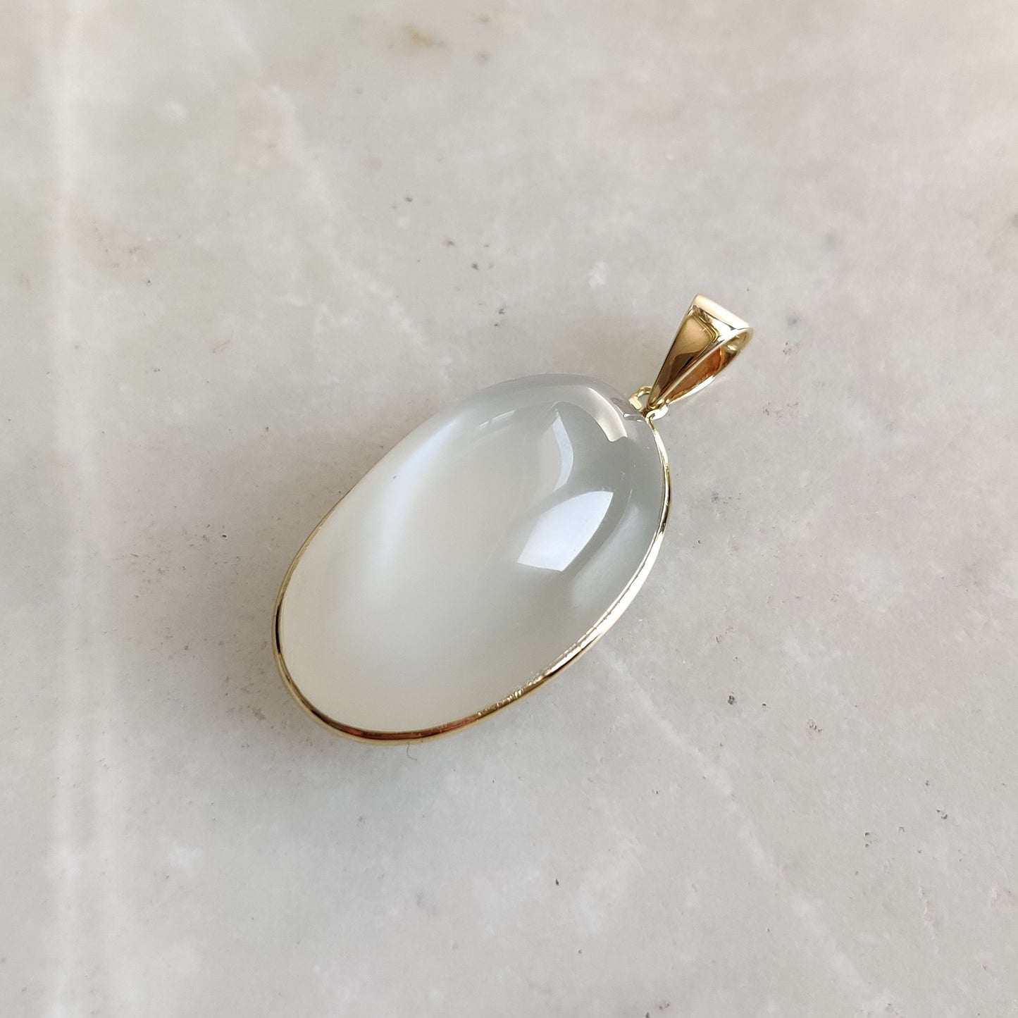 Natural White Moonstone Pendant, 14K Solid Yellow Gold White Moonstone Pendant, June Birthstone Pendant, Moonstone Jewelry, Christmas Gift