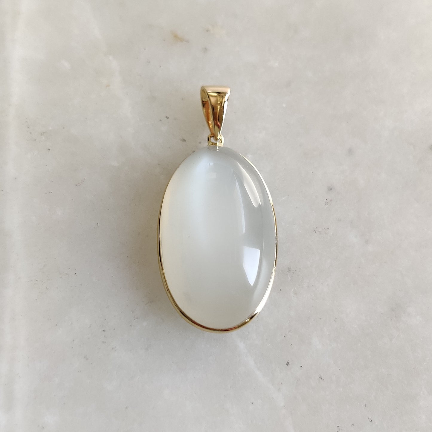 Natural White Moonstone Pendant, 14K Solid Yellow Gold White Moonstone Pendant, June Birthstone Pendant, Moonstone Jewelry, Christmas Gift