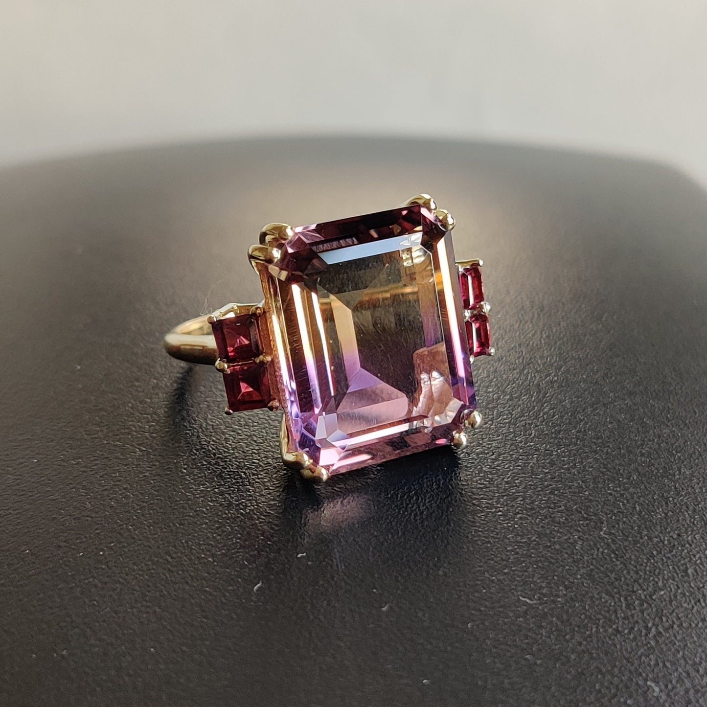 Natural Ametrine Garnet Ring, 14K Solid Gold Ametrine Ring, Ametrine Rhodolite Garnet Ring,  February November Birthstone, Ametrine Jewelry