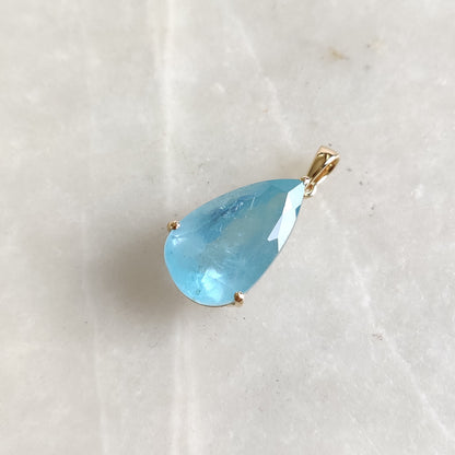 Natural Aquamarine Pendant, 14K Solid Yellow Gold Aquamarine Pendant, March Birthstone, Prong Pendent, Aquamarine Jewelry, Christmas Present