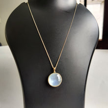 14K Solid Gold Natural Mother of Pearl Doublet Pendant , Round Briolette Quartz