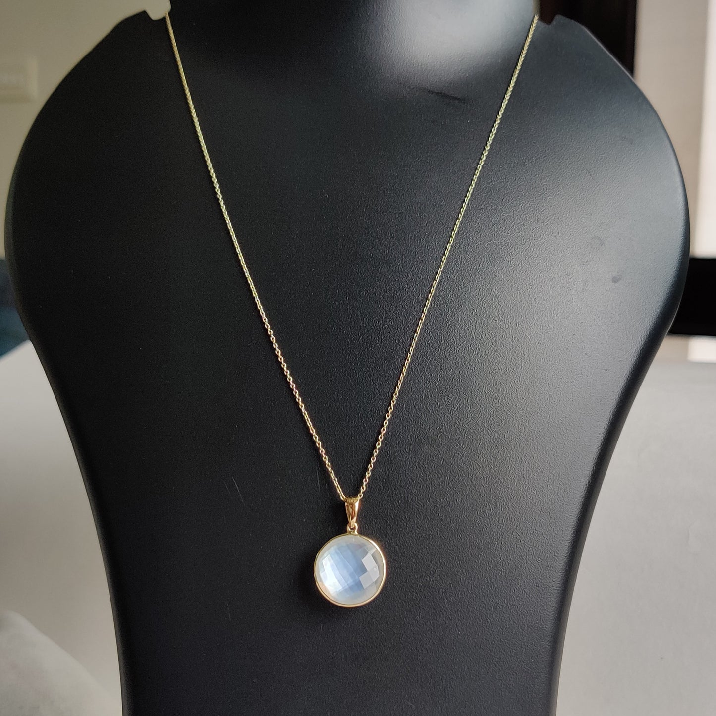 Colgante de oro de 14 quilates con perla y cristal, collar con bisel de perla natural, collar con colgante de oro amarillo macizo de 14 quilates, piedra natal de junio, regalo de Navidad