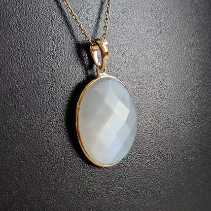 Natural White Moonstone Pendant, 14K Solid Yellow Gold Moonstone Pendant, June Birthstone Pendant, Christmas Present, Moonstone Jewelry