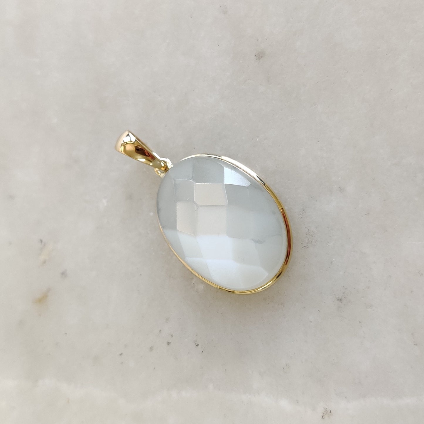 Natural White Moonstone Pendant, 14K Solid Yellow Gold White Moonstone Pendant, June Birthstone, Anniversary Gift, White Moonstone Jewelry