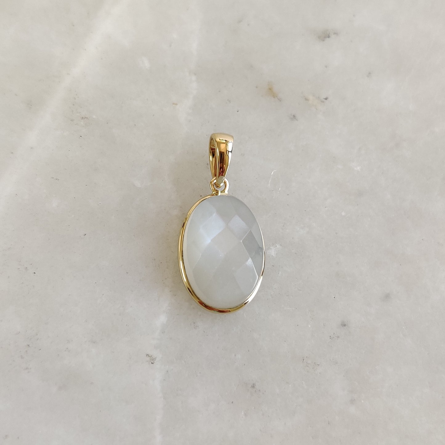 Natural White Moonstone Pendant, 14K Solid Yellow Gold Moonstone Pendant, Bezel Pendant, June Birthstone, Christmas Gift, Moonstone Jewelry