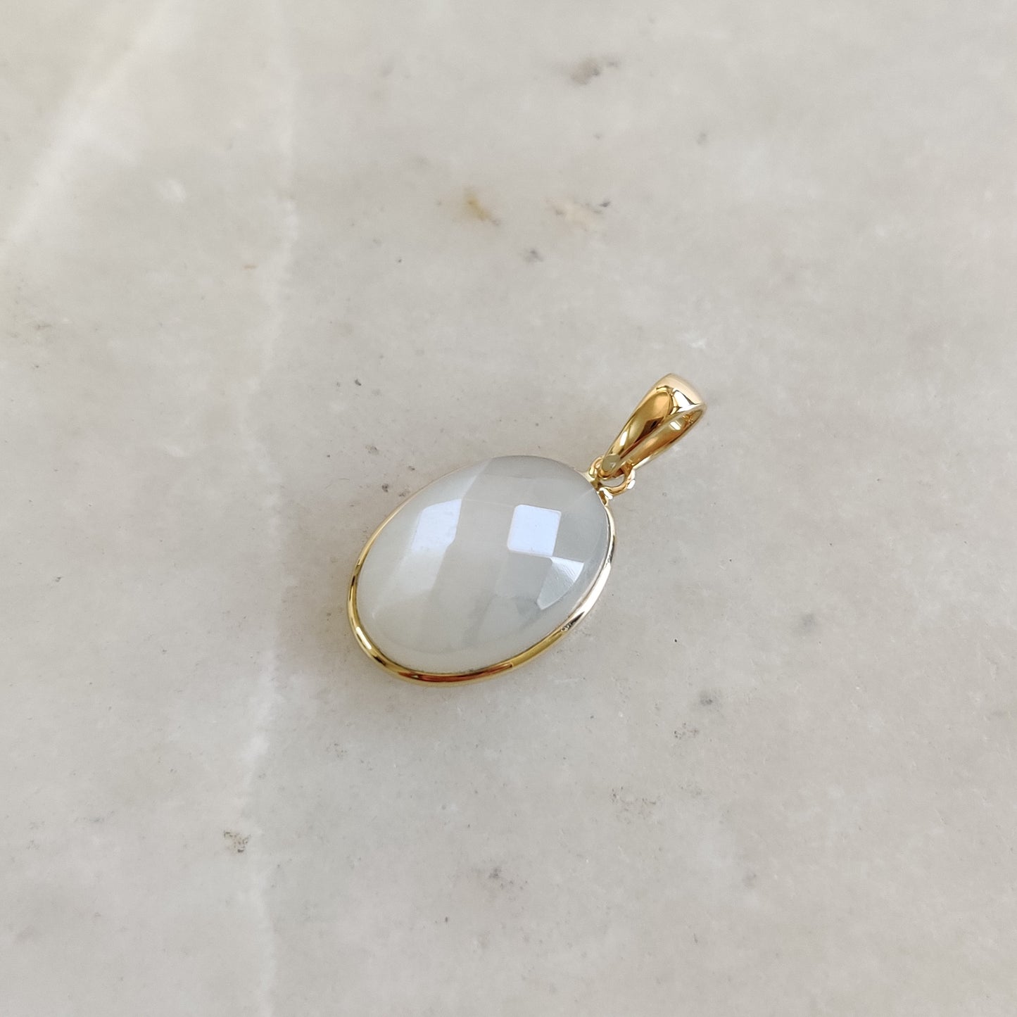 Natural White Moonstone Pendant, 14K Solid Yellow Gold Moonstone Pendant, Bezel Pendant, June Birthstone, Christmas Gift, Moonstone Jewelry