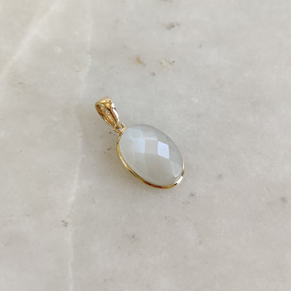 Natural White Moonstone Pendant, 14K Solid Yellow Gold Moonstone Pendant, Bezel Pendant, June Birthstone, Christmas Gift, Moonstone Jewelry