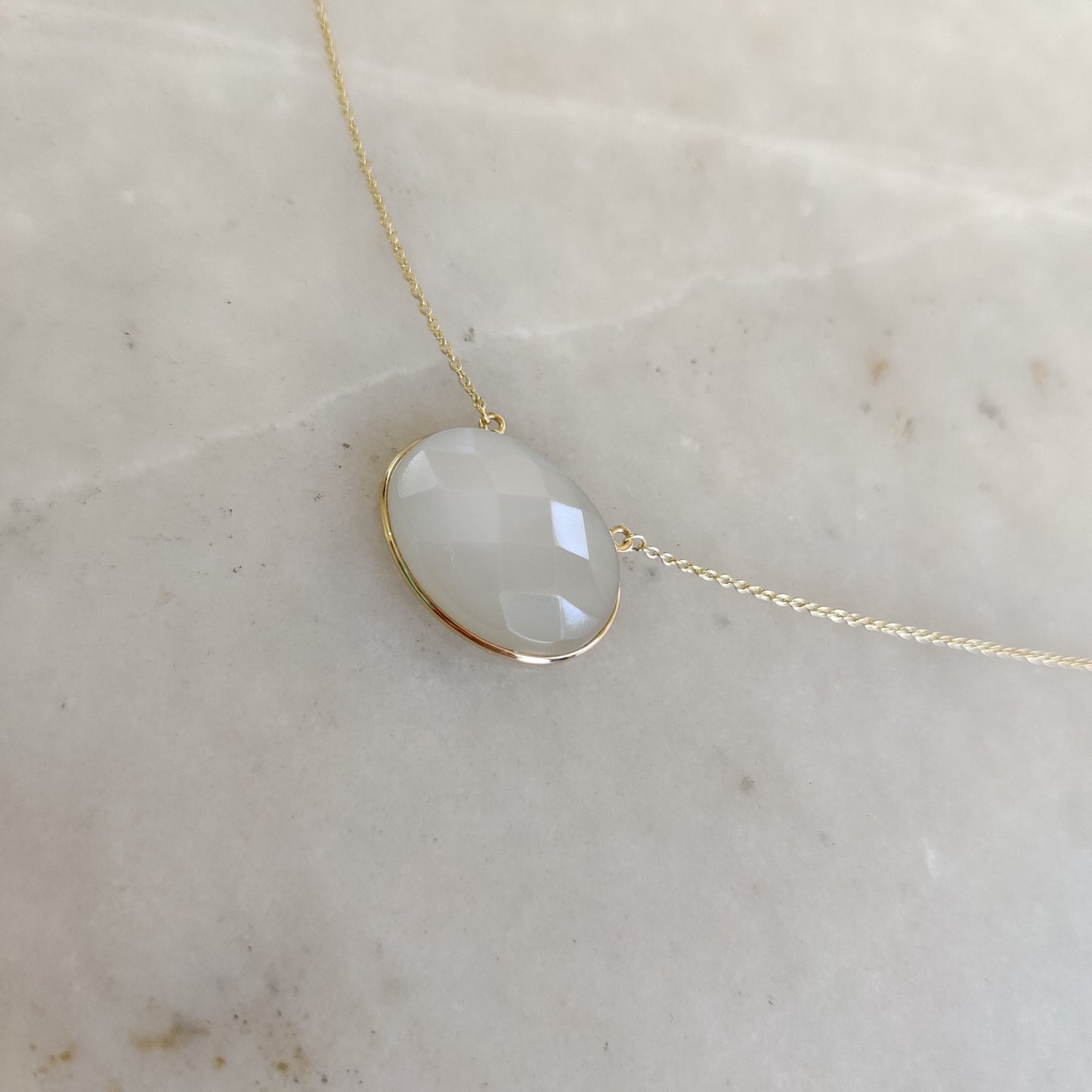 Natural White Moonstone Pendant, 14K Solid Yellow Gold Moonstone Pendant, June Birthstone Pendant, Christmas Gift, Moonstone Jewelry