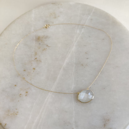 Natural White Moonstone Pendant, 14K Solid Yellow Gold Moonstone Pendant, June Birthstone Pendant, Christmas Gift, Moonstone Jewelry