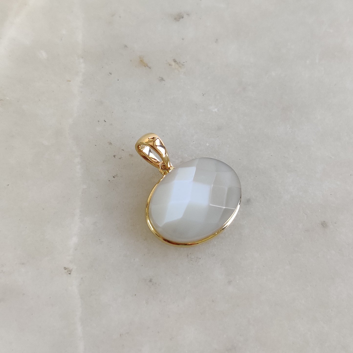 Natural White Moonstone Pendant, 14K Solid Yellow Gold White Moonstone Pendant, Bezel Pendant, June Birthstone, White Moonstone Jewelry