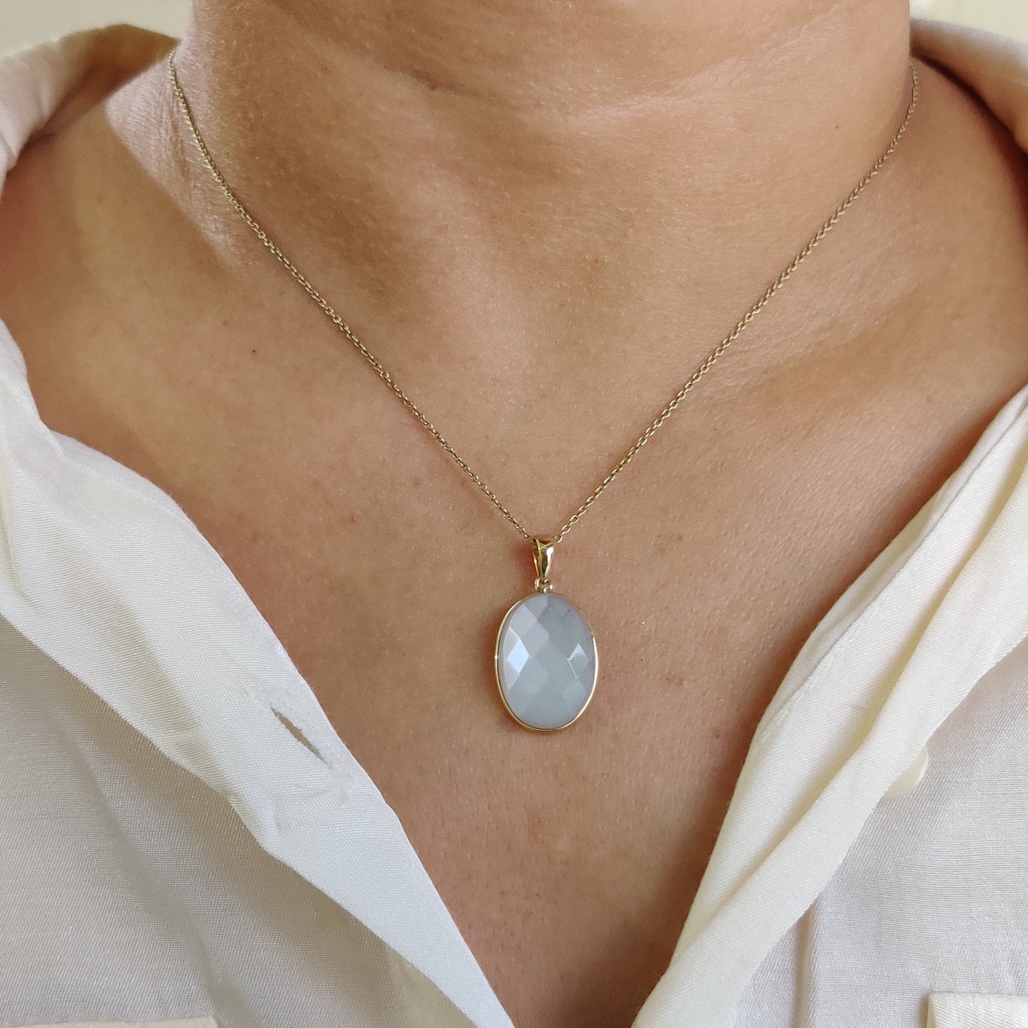 Natural White Moonstone Pendant, 14K Solid Yellow Gold White Moonstone Pendant, June Birthstone, Anniversary Gift, White Moonstone Jewelry