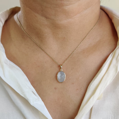 Natural White Moonstone Pendant, 14K Solid Yellow Gold Moonstone Pendant, Bezel Pendant, June Birthstone, Christmas Gift, Moonstone Jewelry