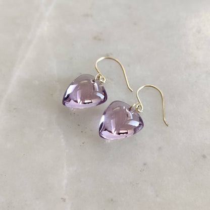 14K Gold Pink Amethyst Drill Earrings, Natural Amethyst Drop Earrings, 14K Solid Yellow Gold Earring, February Birthstone, Drill Earring