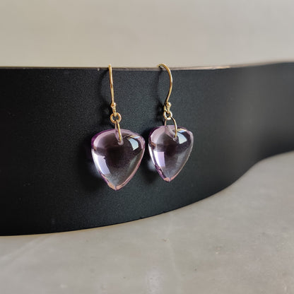 14K Gold Pink Amethyst Drill Earrings, Natural Amethyst Drop Earrings, 14K Solid Yellow Gold Earring, February Birthstone, Drill Earring