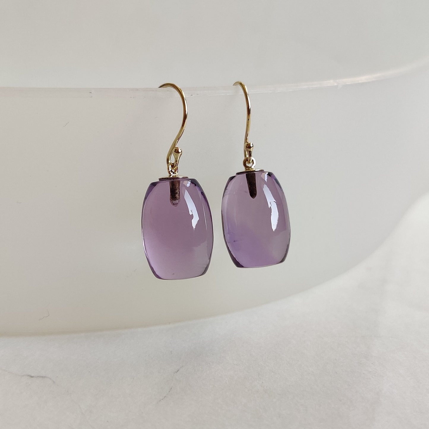 14K Gold Purple Amethyst Earrings, Natural Amethyst Drill Earrings, 14K Solid Yellow Gold Earring, February Birthstone, Drill Earring