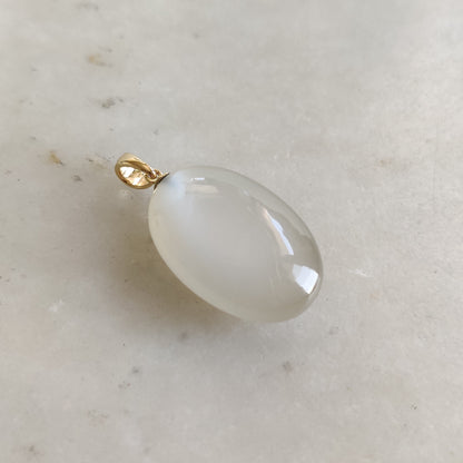 Natural White Moonstone Pendant, 14K Solid Yellow Gold White Moonstone Pendant, June Birthstone Pendant, Christmas Gift, Moonstone Jewelry