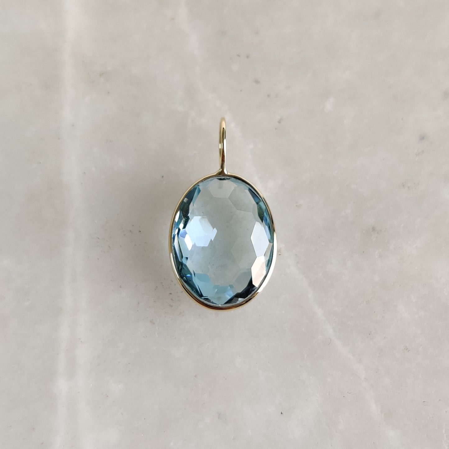 Natural Sky Blue Topaz Pendant, 14K Solid Gold Sky Blue Topaz Pendant, Solid Gold Pendant Necklace, December Birthstone, Christmas Gift,