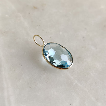 Natural Sky Blue Topaz Pendant, 14K Solid Gold Sky Blue Topaz Pendant, Solid Gold Pendant Necklace, December Birthstone, Christmas Gift,